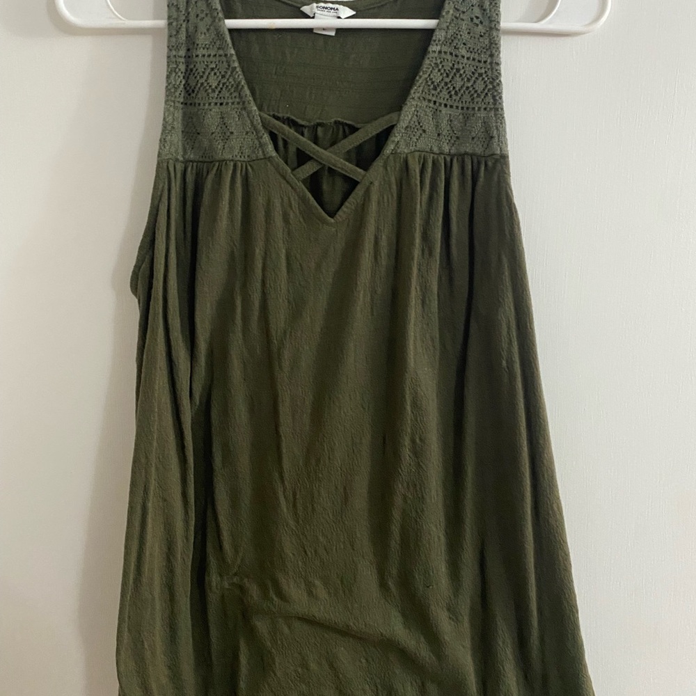 Women's Olive Green Sleeveless Top